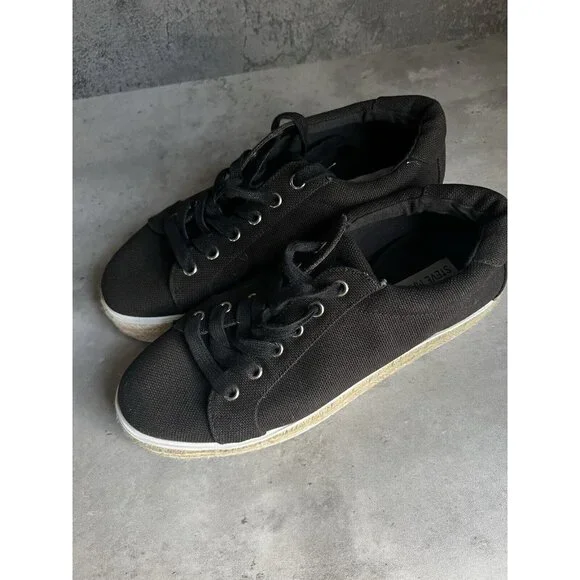 Steve Madden Karma Espadrille Sneakers Womens size 9.5 M Black White Platform - Picture 8 of 16